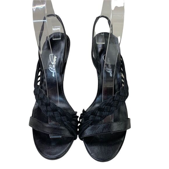 🔵Ragazza Black Leather Macrame Heels Strappy Heels Sandals 7 - Picture 1 of 10